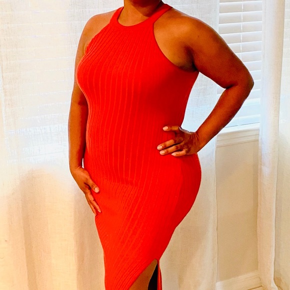 Rust Sparkle Sweater Dress - Picture 2 of 3